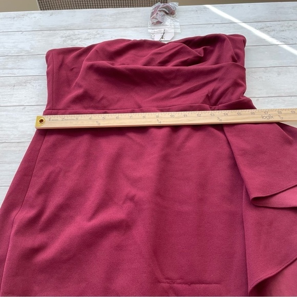Dress The Population Liv midi Dress - Burgundy - Red - XL ruffles asymmetrical - Picture 9 of 10